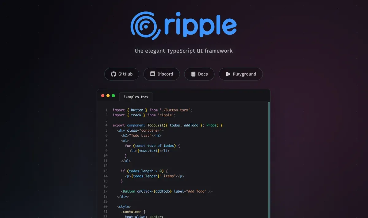 kerangka kerja UI TypeScript yang elegan