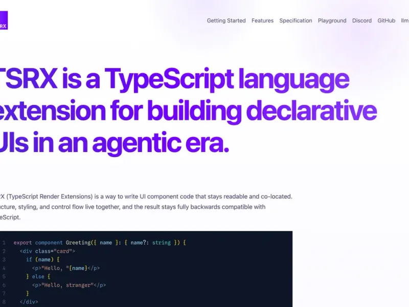 Bahasa Ekstensi TypeScript Baru(TSRX)