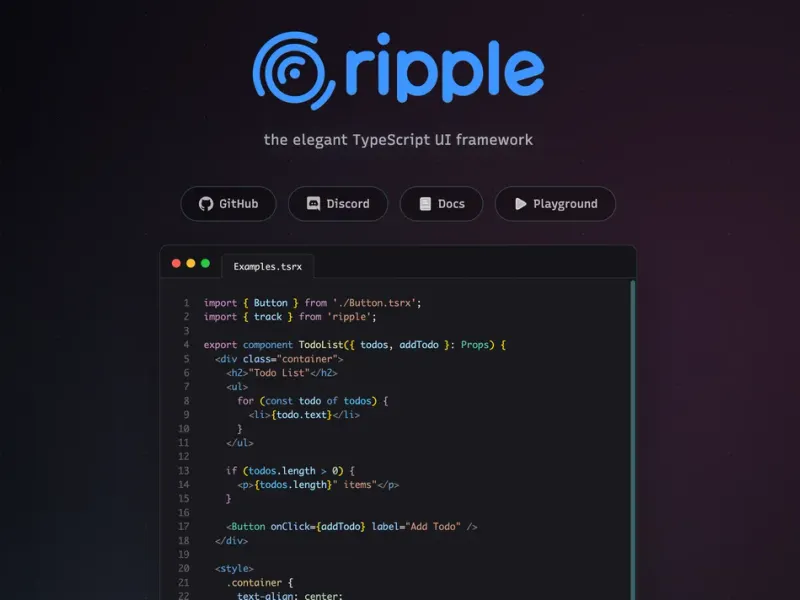 kerangka kerja UI TypeScript yang elegan